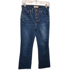 Madewell Blue Denim Button Fly Mid Rise Cropped Cali Demi Bootcut Jeans Size 27